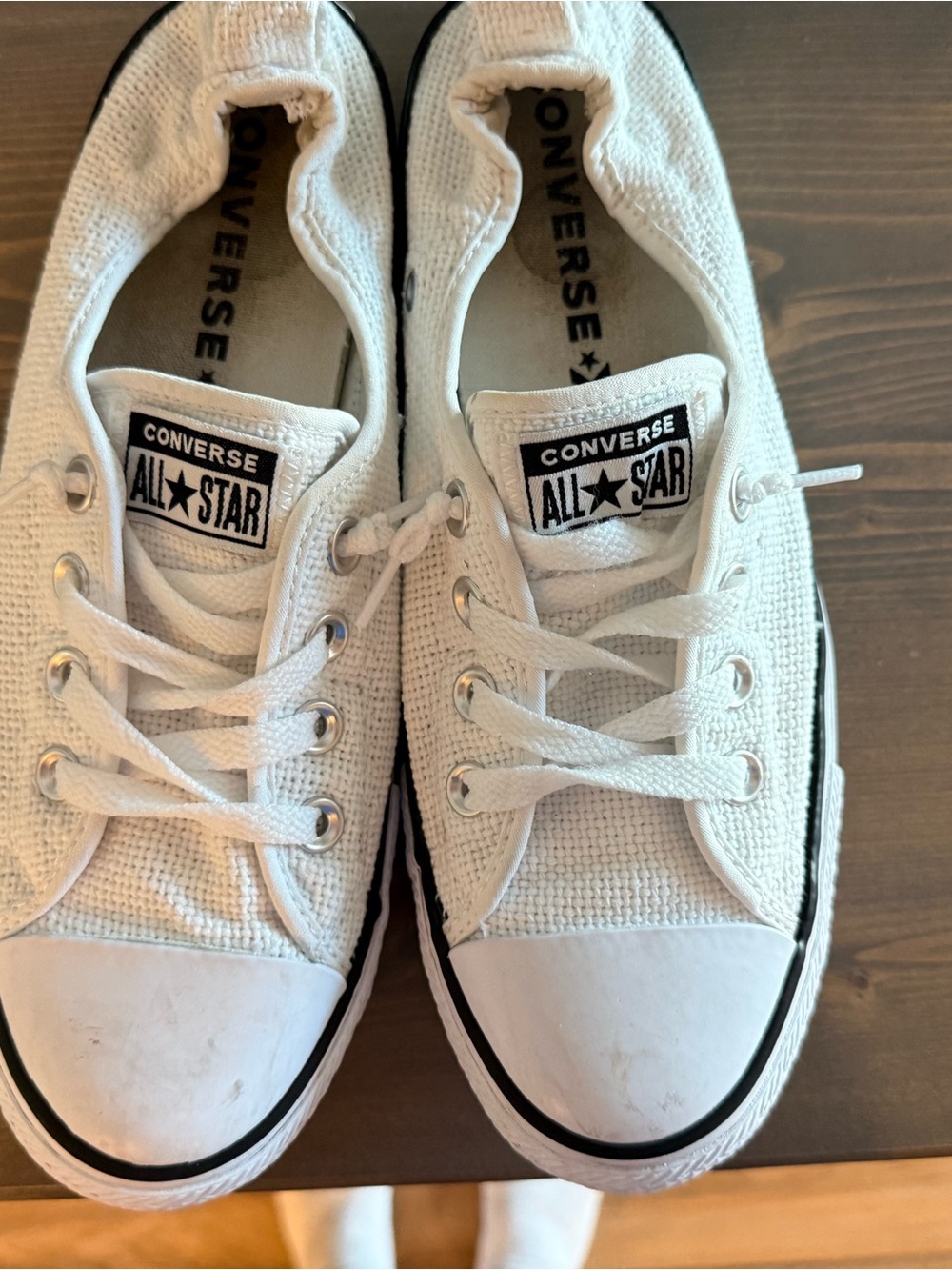 Converse White Low-Top Canvas Sneakers with Black Logo Trim